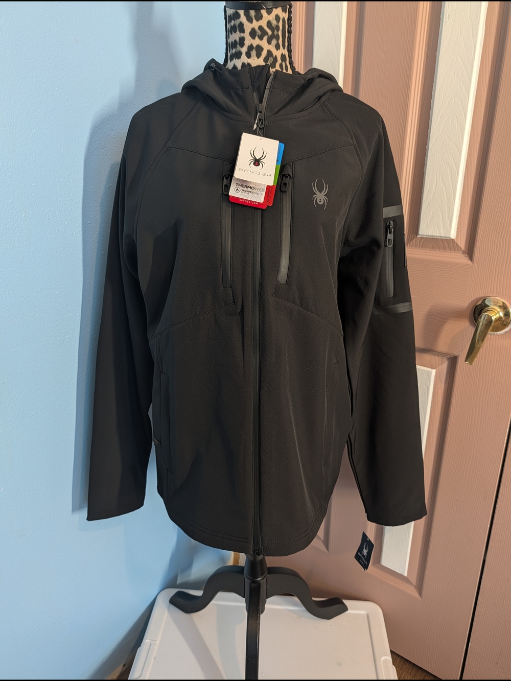 Brand New-Spyder Black Hooded Softshell Jacket